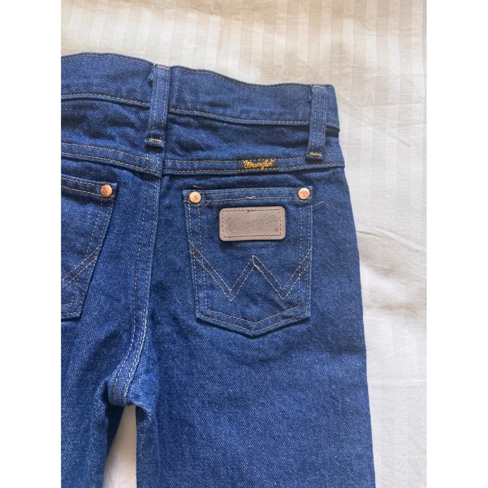 Wrangler Boys Cowboy Cut Slim Fit Jeans Dark Wash Denim Size 7‎ Adjustable Waist